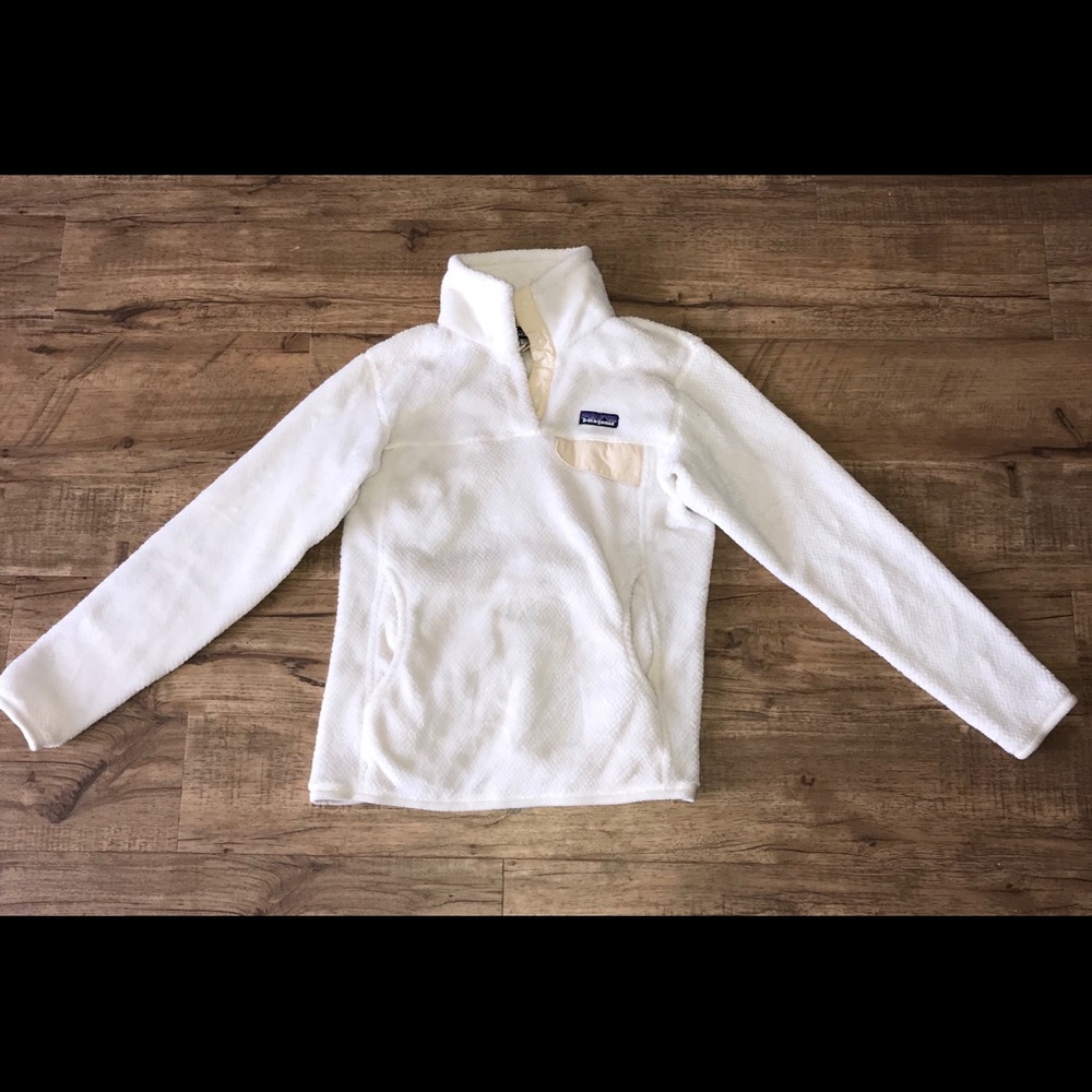 White Patagonia Snap T Pullover Fuzzy